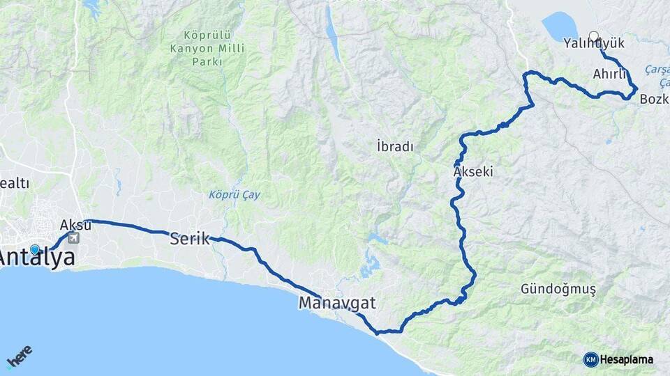Antalya Yalıhüyük Konya Arası Kaç Km - Yol Haritası