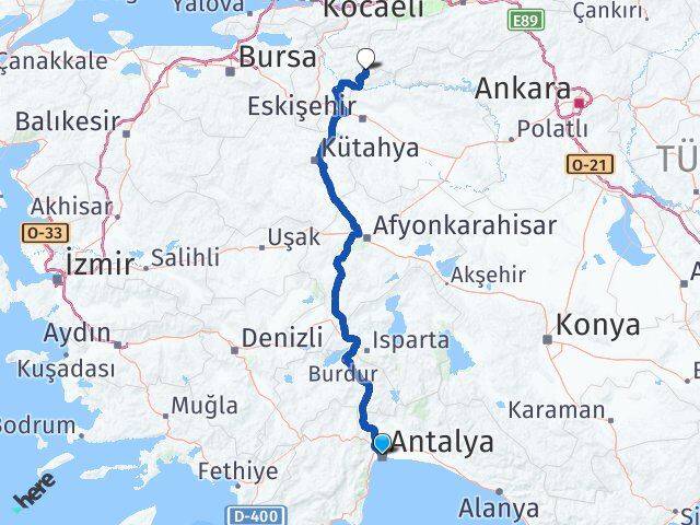 Antalya Yenipazar Bilecik Arası Kaç Km - Yol Haritası