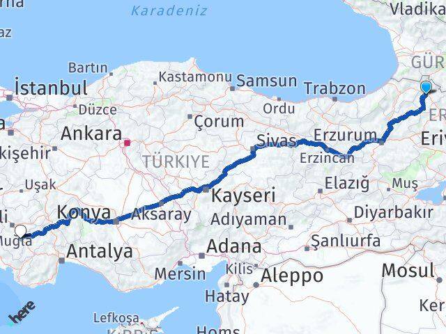 Ardahan Acıpayam Denizli Arası Kaç Km - Yol Haritası