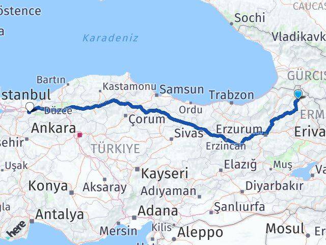 Ardahan Akyazı Sakarya Arası Kaç Km - Yol Haritası