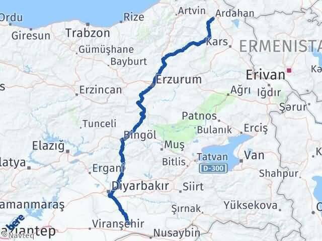 Ardahan Artuklu Mardin Arası Kaç Km - Yol Haritası