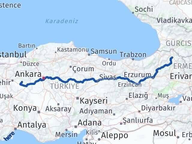 Ardahan Beylikova Eskişehir Arası Kaç Km - Yol Haritası