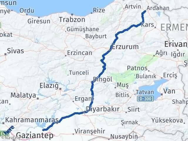 Ardahan Bozova Şanlıurfa Arası Kaç Km - Yol Haritası