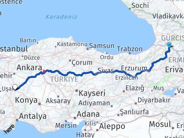 Ardahan Damal Afyonkarahisar Arası Kaç Km - Yol Haritası