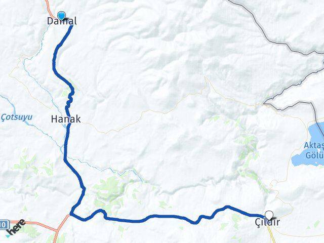 Ardahan Damal Çıldır Arası Kaç Km - Yol Haritası