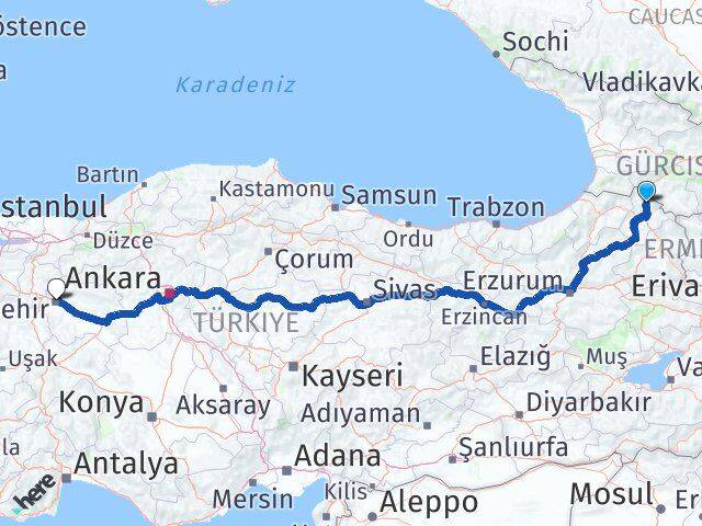 Ardahan Damal Eskişehir Arası Kaç Km - Yol Haritası