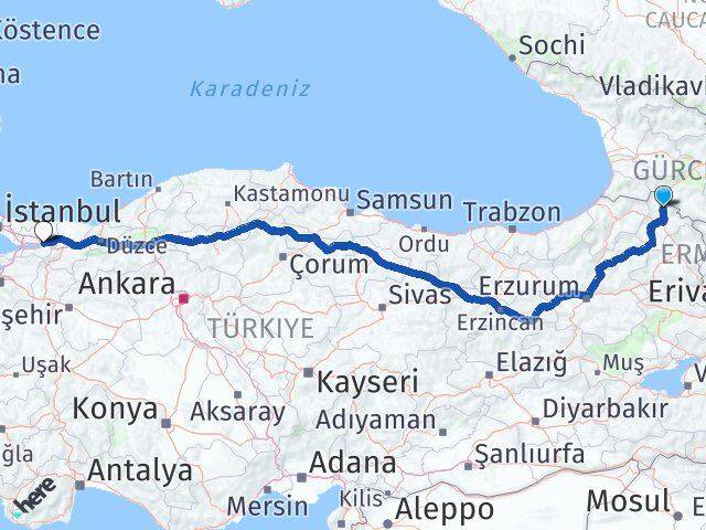 Ardahan Damal Kocaeli Arası Kaç Km - Yol Haritası
