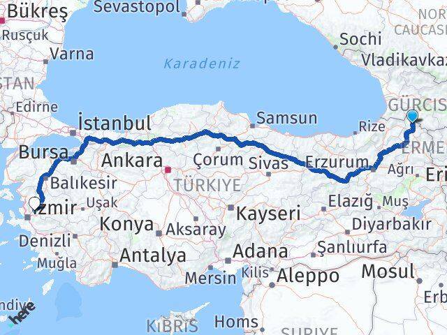 Ardahan Damal Manisa Arası Kaç Km - Yol Haritası