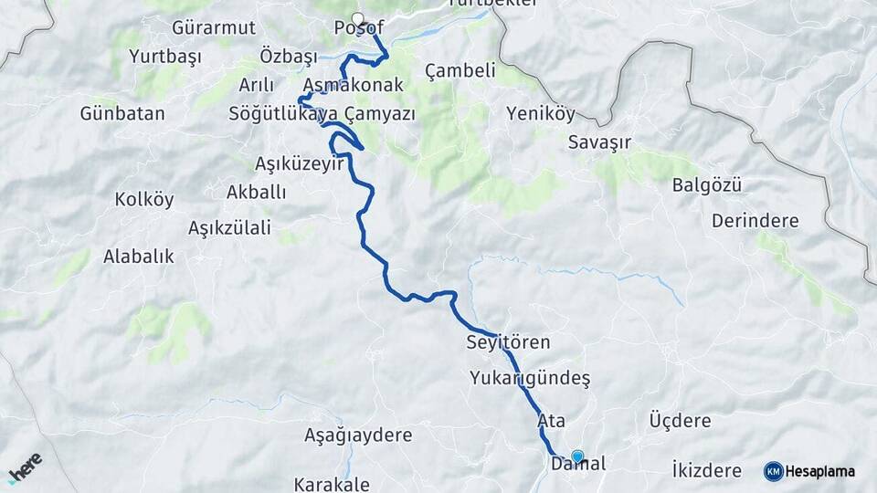Ardahan Damal Posof Arası Kaç Km - Yol Haritası