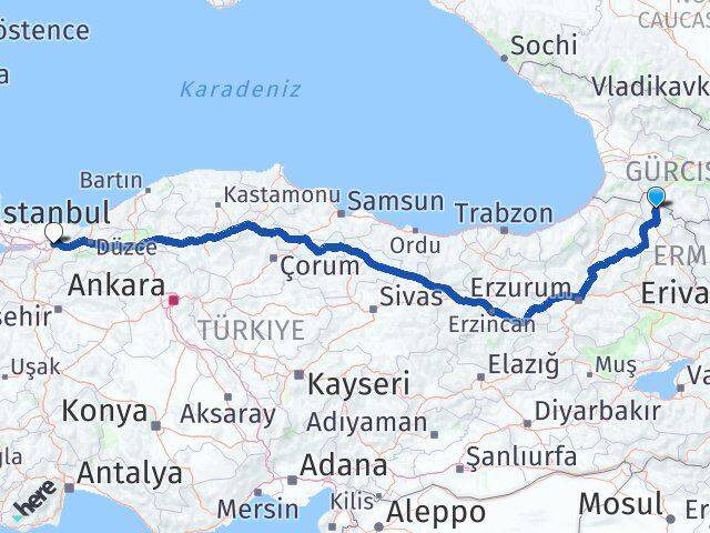 Ardahan Damal Sakarya Arası Kaç Km - Yol Haritası