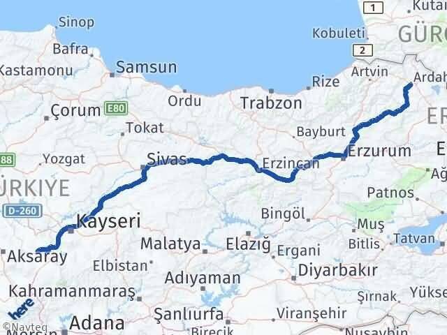 Ardahan Derinkuyu Nevşehir Arası Kaç Km - Yol Haritası