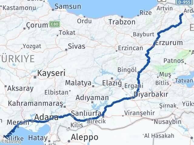 Ardahan Erdemli Mersin Arası Kaç Km - Yol Haritası