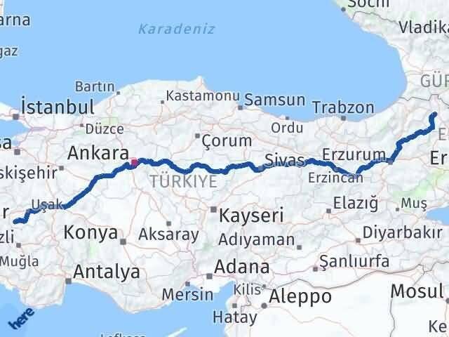 Ardahan Eşme Uşak Arası Kaç Km - Yol Haritası