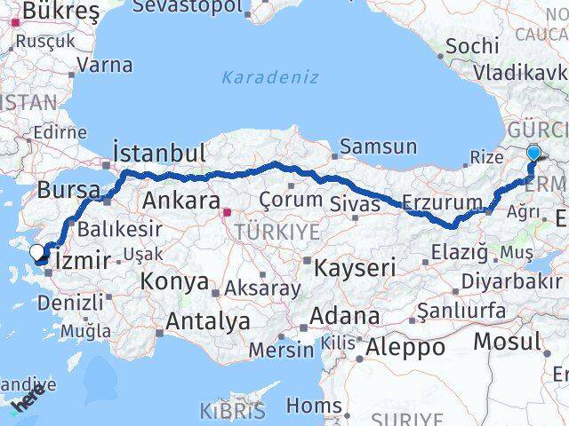 Ardahan Foça İzmir Arası Kaç Saat? Yol Haritası, Yakıt, Rota ve Mesafe Hesaplama Ardahan Foça İzmir Arası Kaç Km? Kaç Saat? Yol Haritası