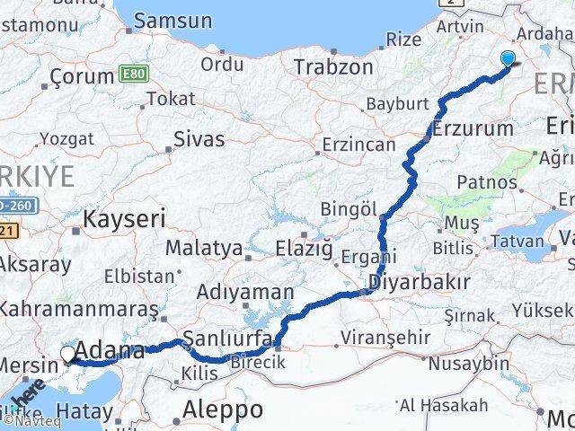 Ardahan Göle Adana Arası Kaç Km - Yol Haritası