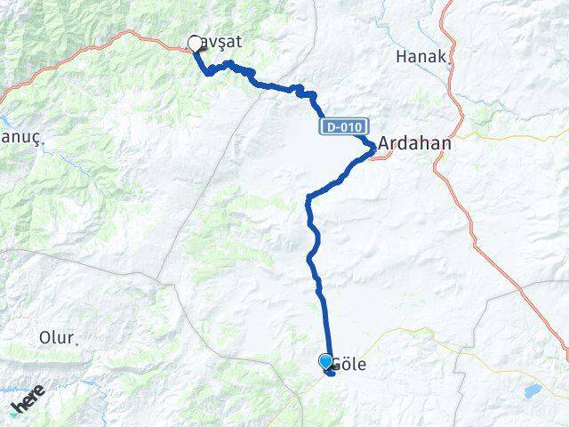 Ardahan Göle Şavşat Artvin Arası Kaç Km - Yol Haritası
