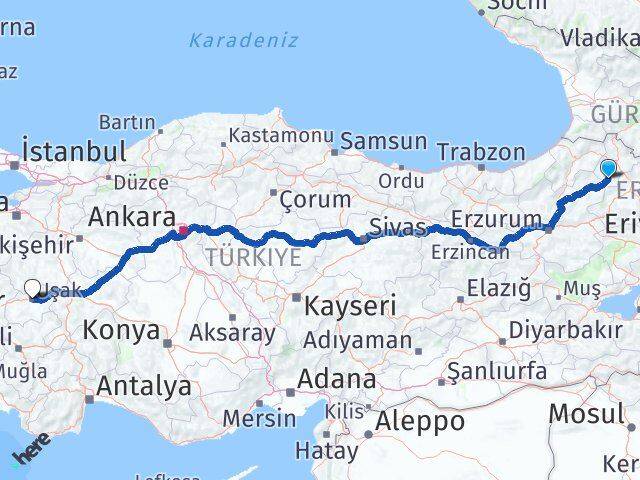 Ardahan Göle Uşak Arası Kaç Km - Yol Haritası