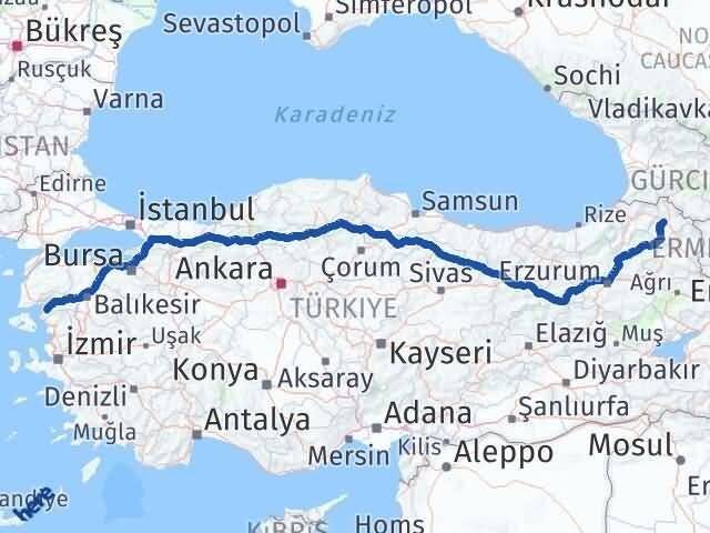Ardahan Gömeç Balıkesir Arası Kaç Km - Yol Haritası