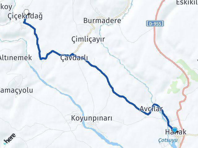 Ardahan Hanak Çiçeklidağ Hanak Arası Kaç Km - Yol Haritası