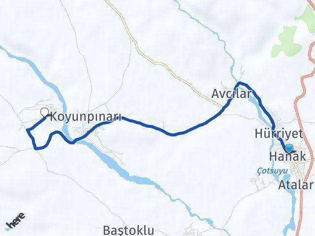 Ardahan Hanak İncedere Hanak Arası Kaç Km - Yol Haritası