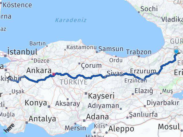 Ardahan Harmancık Bursa Arası Kaç Km - Yol Haritası