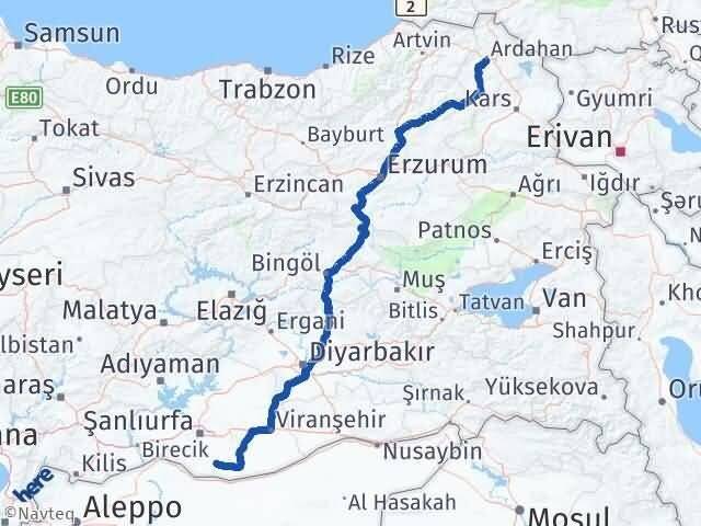 Ardahan Harran Şanlıurfa Arası Kaç Km - Yol Haritası