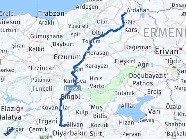 Ardahan Hazro Diyarbakır Arası Kaç Saat? Yol Haritası, Yakıt, Rota ve Mesafe Hesaplama Ardahan Hazro Diyarbakır Arası Kaç Km? Kaç Saat? Yol Haritası