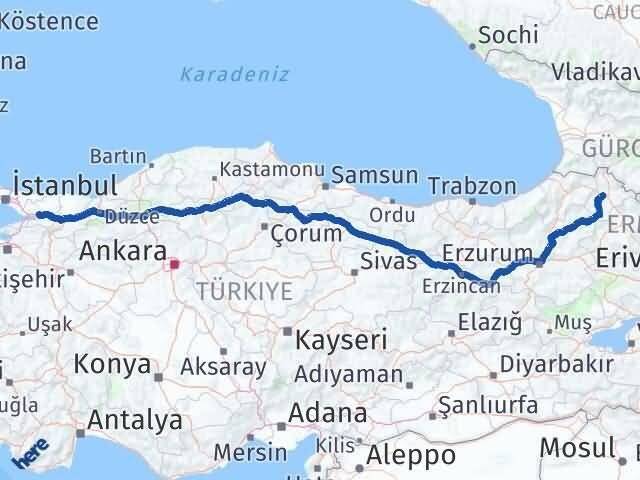 Ardahan Körfez Kocaeli Arası Kaç Km - Yol Haritası