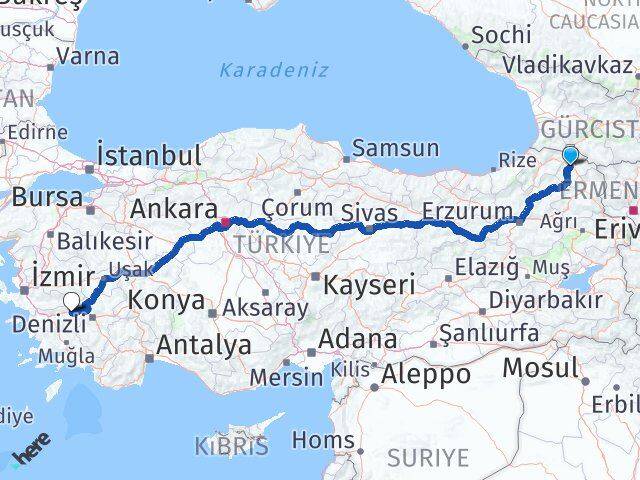 Ardahan Kuyucak Aydın Arası Kaç Km - Yol Haritası