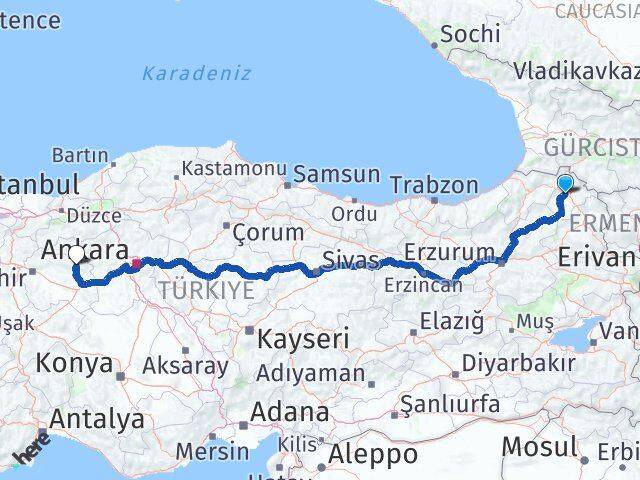Ardahan Mihalıççık Eskişehir Arası Kaç Km - Yol Haritası