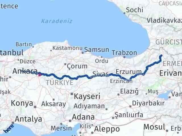 Ardahan Nallıhan Ankara Arası Kaç Km - Yol Haritası