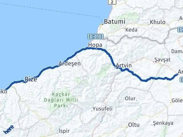 Ardahan Of Trabzon Arası Kaç Km - Yol Haritası