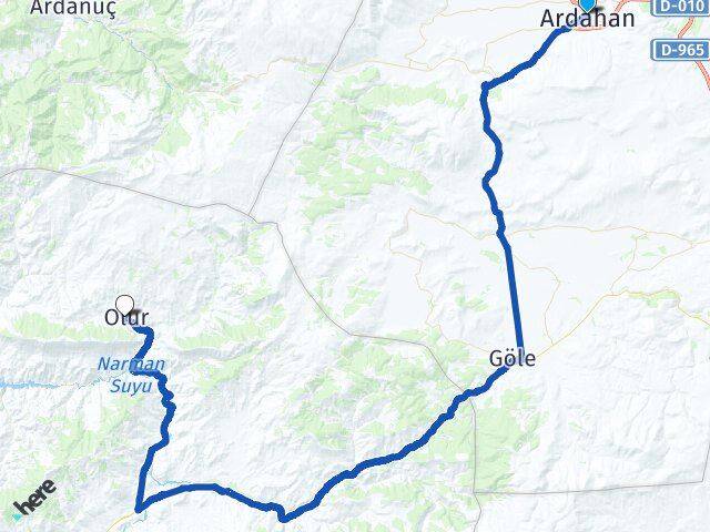 Ardahan Olur Erzurum Arası Kaç Km - Yol Haritası