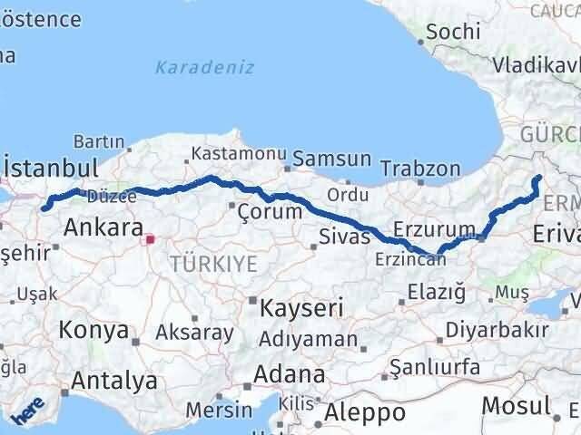 Ardahan Pamukova Sakarya Arası Kaç Km - Yol Haritası