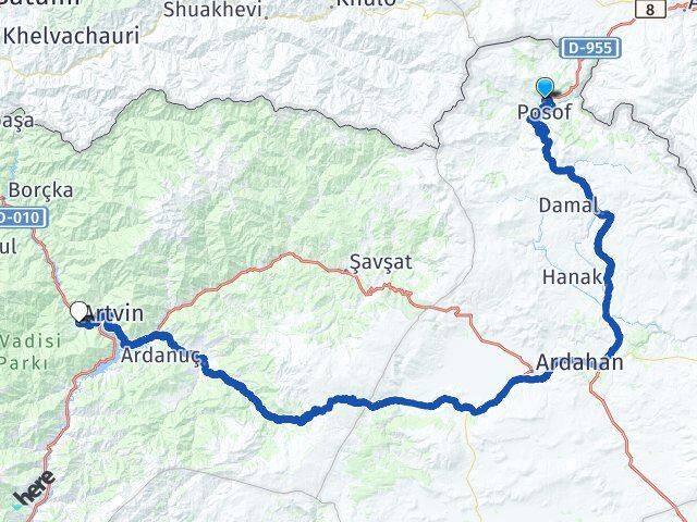 Ardahan Posof Artvin Arası Kaç Km - Yol Haritası
