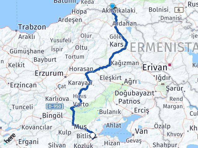 Ardahan Posof Bitlis Arası Kaç Km - Yol Haritası