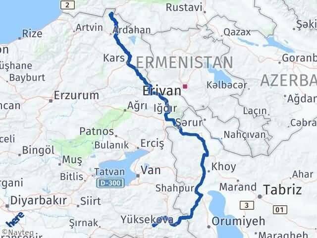 Ardahan Posof Hakkari Arası Kaç Km - Yol Haritası