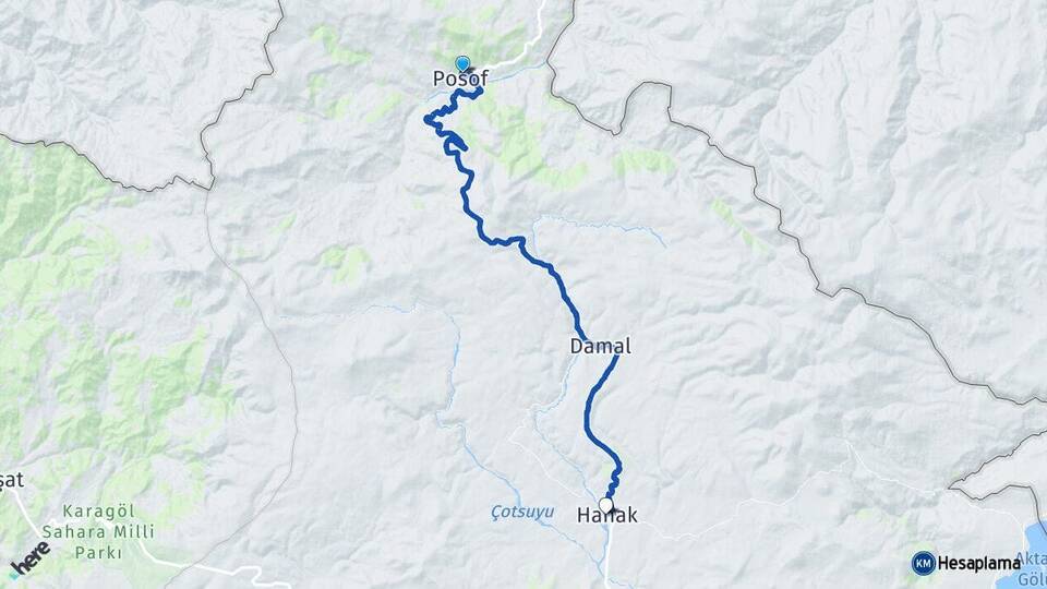 Ardahan Posof Hanak Arası Kaç Km - Yol Haritası