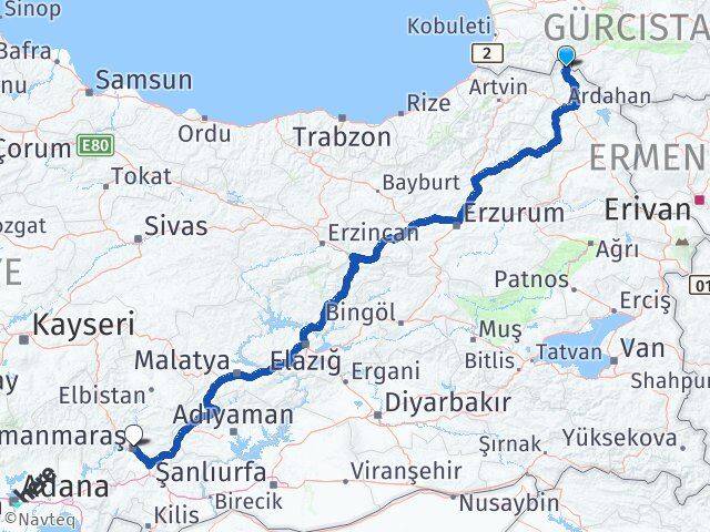 Ardahan Posof Kahramanmaraş Arası Kaç Km - Yol Haritası