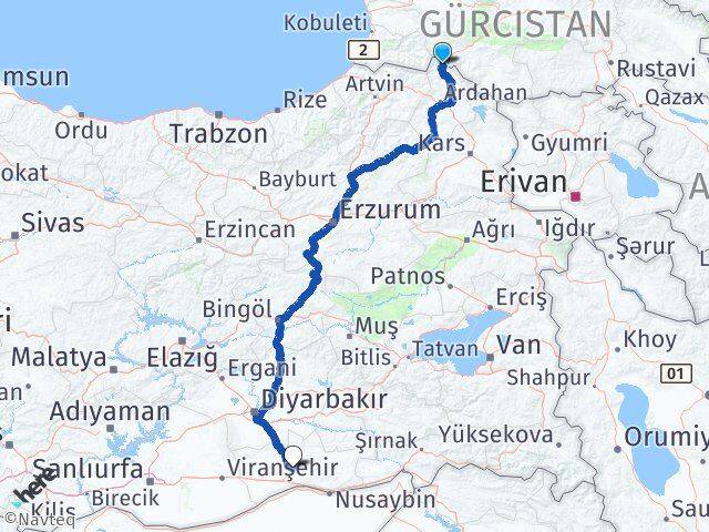 Ardahan Posof Mardin Arası Kaç Km - Yol Haritası