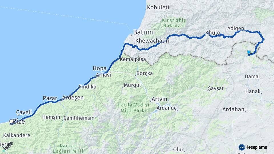 Ardahan Posof Rize Arası Kaç Km - Yol Haritası