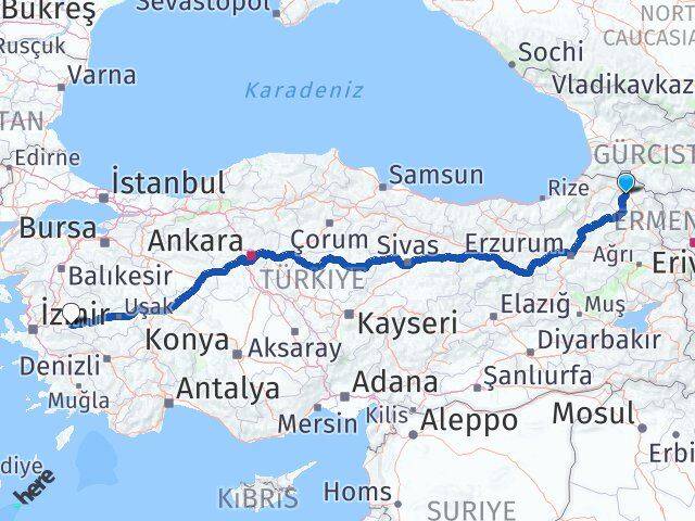 Ardahan Salihli Manisa Arası Kaç Km - Yol Haritası