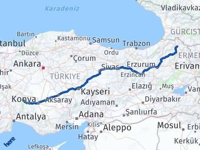 Ardahan Şarkikaraağaç Isparta Arası Kaç Km - Yol Haritası