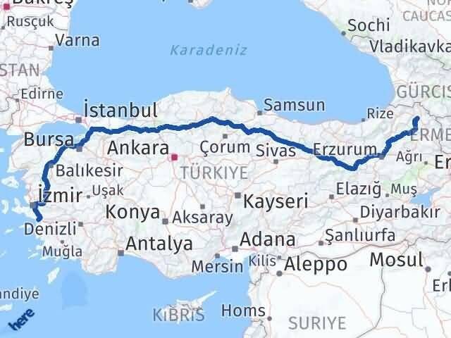 Ardahan Selçuk İzmir Arası Kaç Km - Yol Haritası