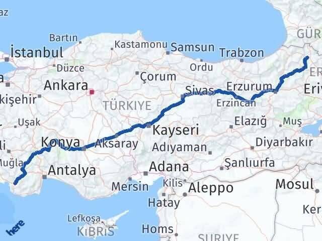 Ardahan Seydikemer Muğla Arası Kaç Km - Yol Haritası