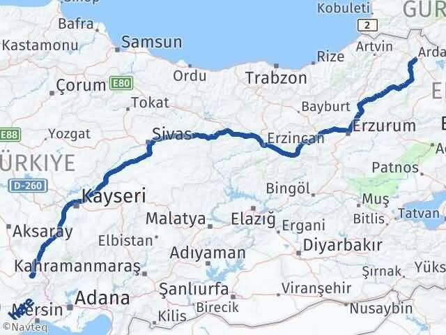 Ardahan Ulukışla Niğde Arası Kaç Km - Yol Haritası