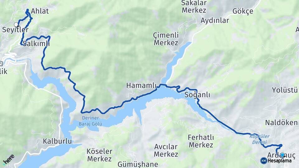 Artvin Ardanuç Seyitler Arası Kaç Km - Yol Haritası