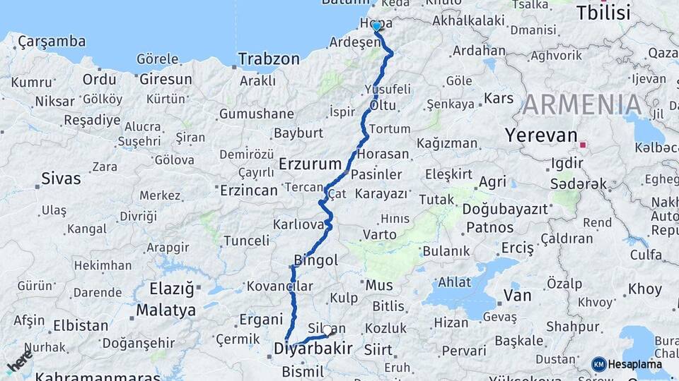 Artvin Borçka Karagöl Ardahan Arası Kaç Km - Yol Haritası