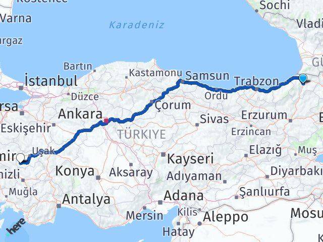 Artvin Eşme Uşak Arası Kaç Km - Yol Haritası
