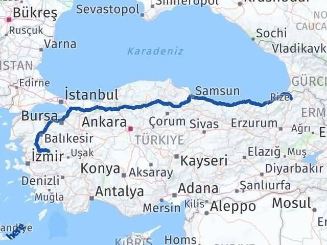 Artvin Gördes Manisa Arası Kaç Km - Yol Haritası